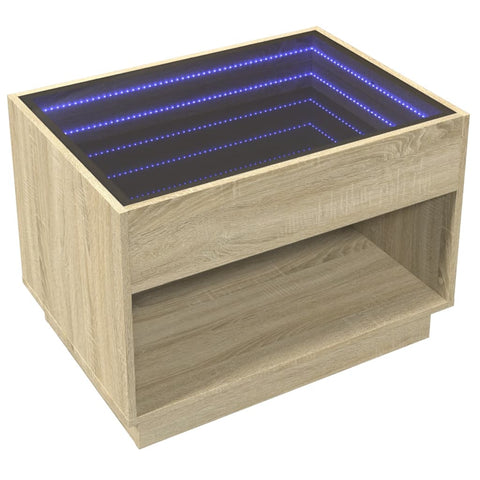 vidaXL Couchtisch mit Infinity-LED Sonoma-Eiche 70x50x50 cm