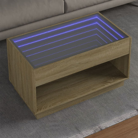 vidaXL Couchtisch mit Infinity-LED Sonoma-Eiche 90x50x50 cm