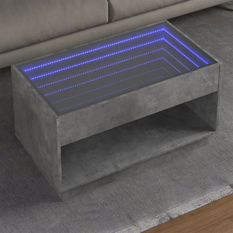 vidaXL Couchtisch mit Infinity-LED Betongrau 90x50x50 cm