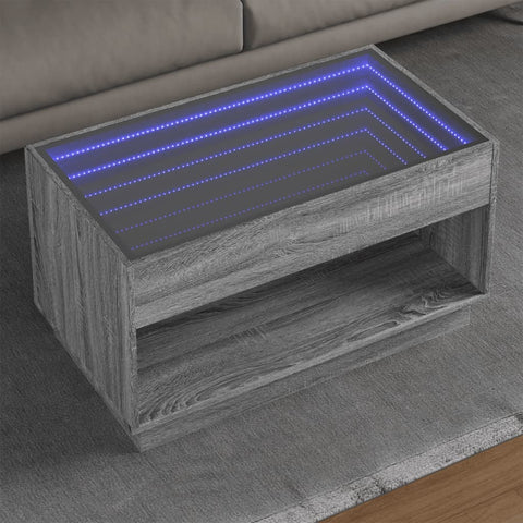 vidaXL Couchtisch mit Infinity-LED Grau Sonoma 90x50x50 cm