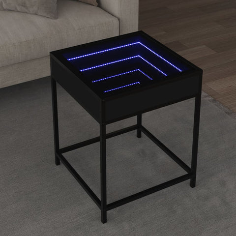 vidaXL Couchtisch mit Infinity-LED Schwarz 40x40x51 cm