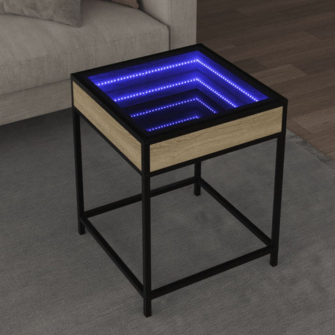 vidaXL Couchtisch mit Infinity-LED Sonoma-Eiche 40x40x51 cm