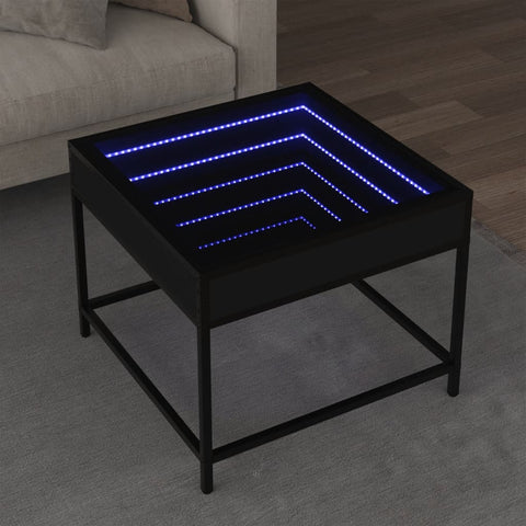 vidaXL Couchtisch mit Infinity-LED Schwarz 50x50x41 cm