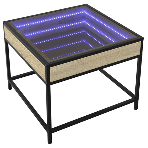 vidaXL Couchtisch mit Infinity-LED Sonoma-Eiche 50x50x41 cm