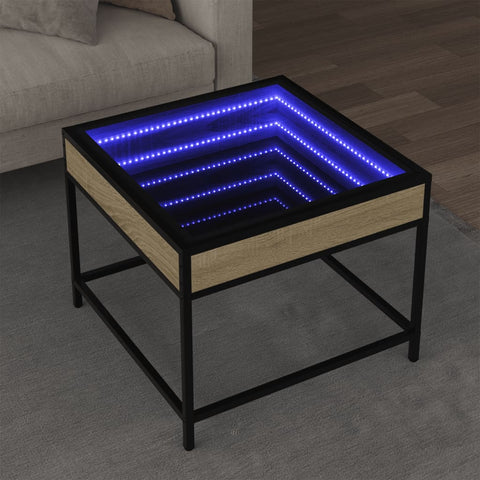 vidaXL Couchtisch mit Infinity-LED Sonoma-Eiche 50x50x41 cm