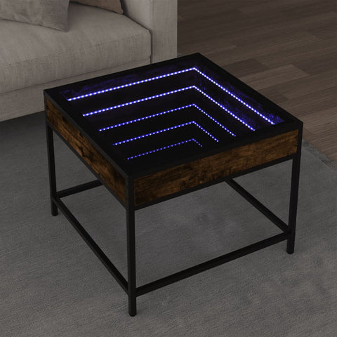 vidaXL Couchtisch mit Infinity-LED Räuchereiche 50x50x41 cm