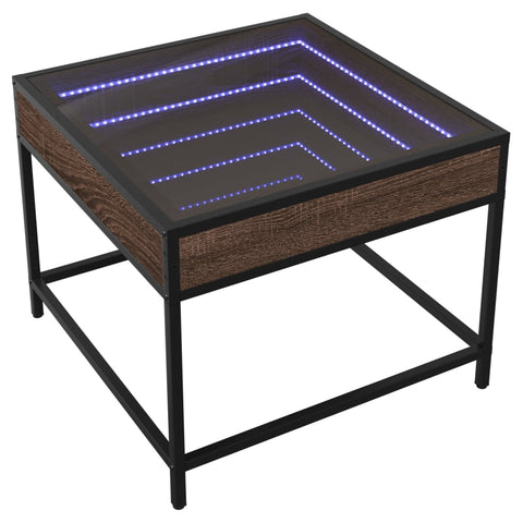 vidaXL Couchtisch mit Infinity-LED Braun Eichen-Optik 50x50x41 cm