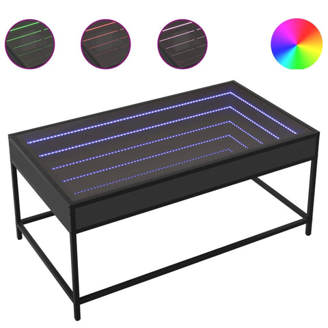 vidaXL Couchtisch mit Infinity-LED Schwarz 90x50x41 cm