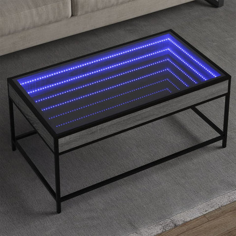 vidaXL Couchtisch mit Infinity-LED Grau Sonoma 90x50x41 cm