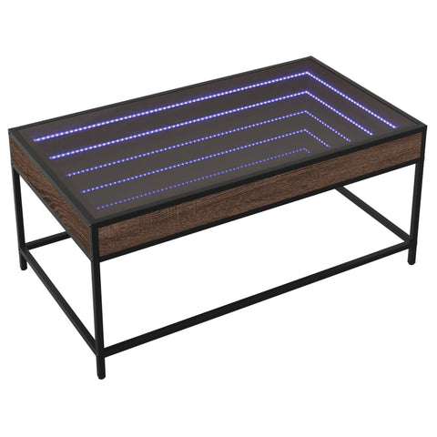 vidaXL Couchtisch mit Infinity-LED Braun Eichen-Optik 90x50x41 cm