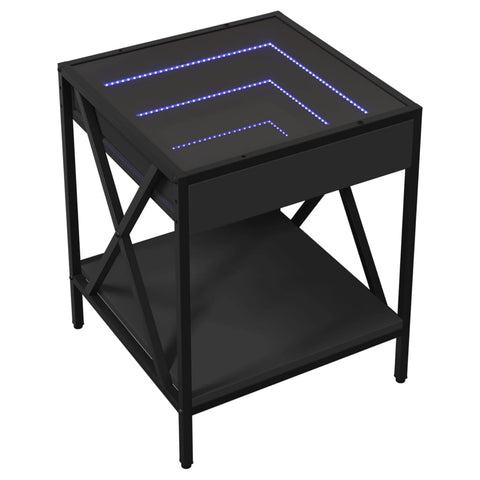 vidaXL Couchtisch mit Infinity-LED Schwarz 40x40x49 cm