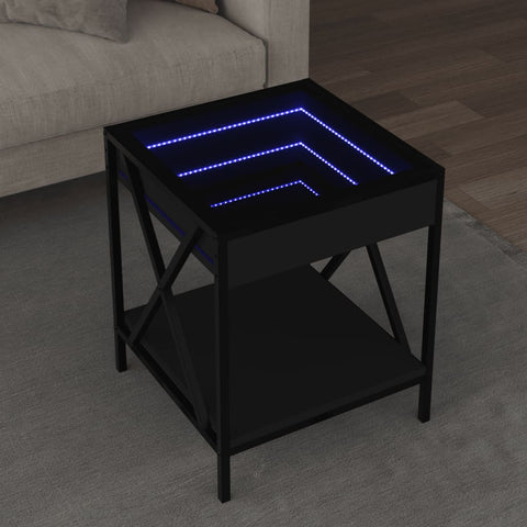 vidaXL Couchtisch mit Infinity-LED Schwarz 40x40x49 cm