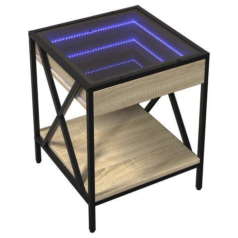 vidaXL Couchtisch mit Infinity-LED Sonoma-Eiche 40x40x49 cm