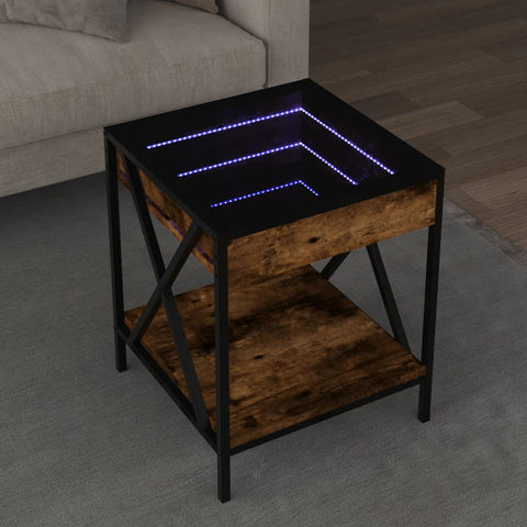 vidaXL Couchtisch mit Infinity-LED Räuchereiche 40x40x49 cm