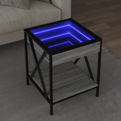 vidaXL Couchtisch mit Infinity-LED Grau Sonoma 40x40x49 cm