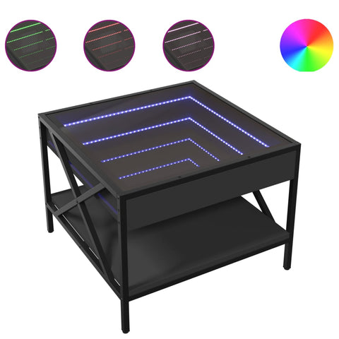 vidaXL Couchtisch mit Infinity-LED Schwarz 50x50x38 cm