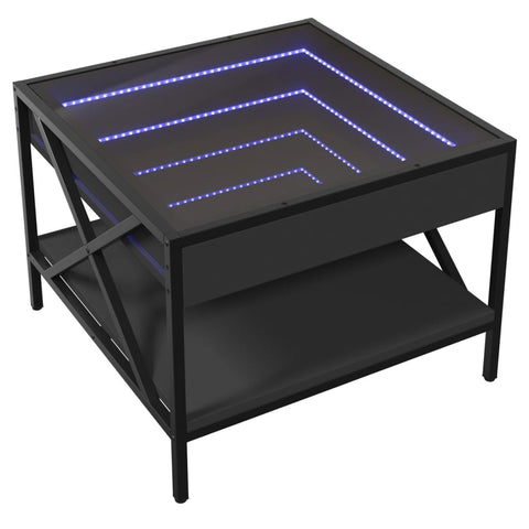 vidaXL Couchtisch mit Infinity-LED Schwarz 50x50x38 cm