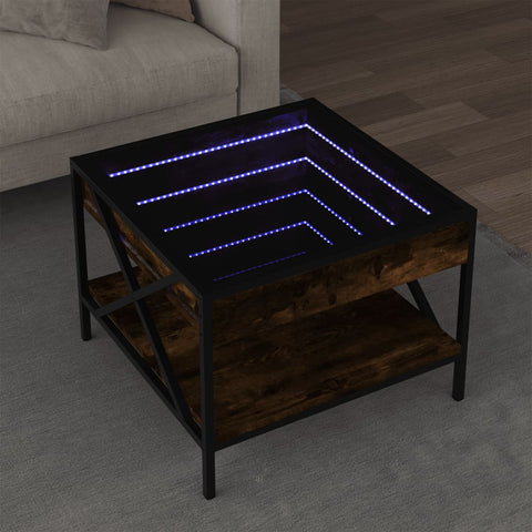 vidaXL Couchtisch mit Infinity-LED Räuchereiche 50x50x38 cm