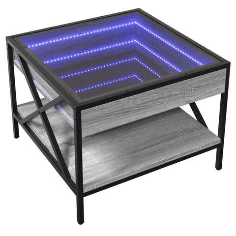 vidaXL Couchtisch mit Infinity-LED Grau Sonoma 50x50x38 cm