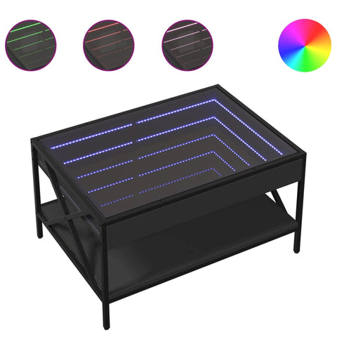 vidaXL Couchtisch mit Infinity-LED Schwarz 70x50x38 cm