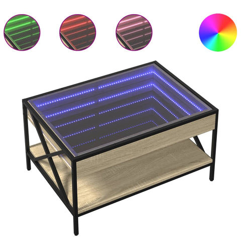 vidaXL Couchtisch mit Infinity-LED Sonoma-Eiche 70x50x38 cm