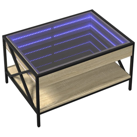 vidaXL Couchtisch mit Infinity-LED Sonoma-Eiche 70x50x38 cm