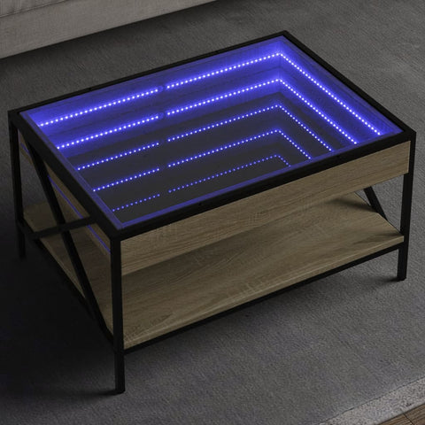 vidaXL Couchtisch mit Infinity-LED Sonoma-Eiche 70x50x38 cm