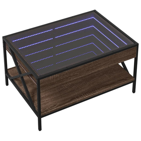 vidaXL Couchtisch mit Infinity-LED Braun Eichen-Optik 70x50x38 cm