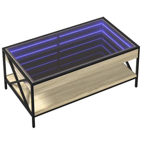 vidaXL Couchtisch mit Infinity-LED Sonoma-Eiche 90x50x38 cm