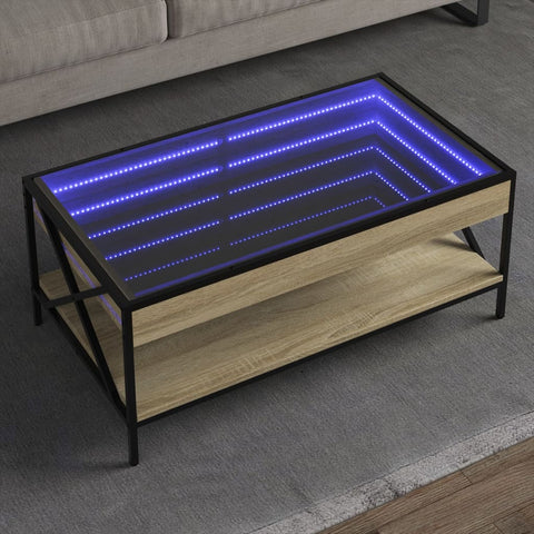 vidaXL Couchtisch mit Infinity-LED Sonoma-Eiche 90x50x38 cm