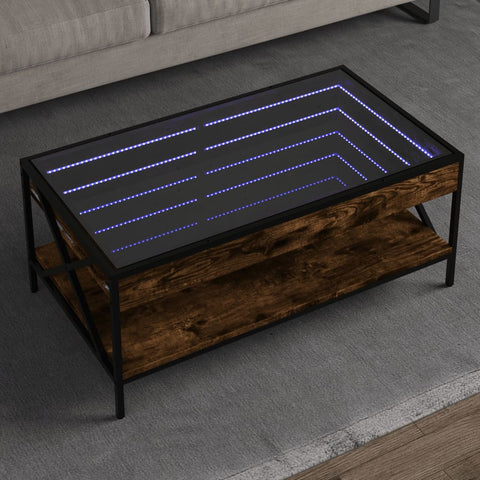 vidaXL Couchtisch mit Infinity-LED Räuchereiche 90x50x38 cm