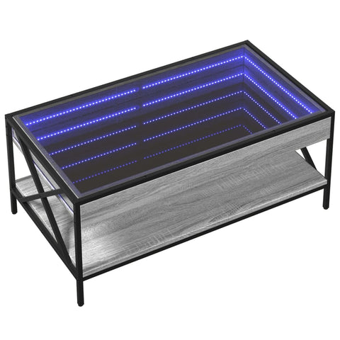 vidaXL Couchtisch mit Infinity-LED Grau Sonoma 90x50x38 cm