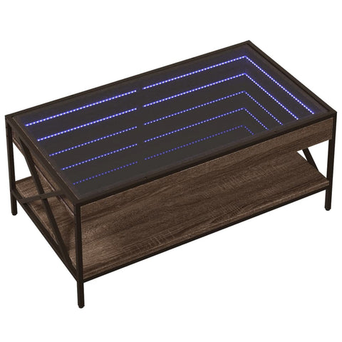 vidaXL Couchtisch mit Infinity-LED Braun Eichen-Optik 90x50x38 cm