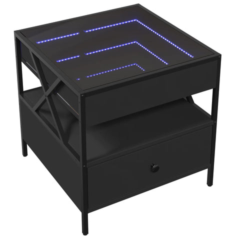 vidaXL Couchtisch mit Infinity-LED Schwarz 50x50x51 cm