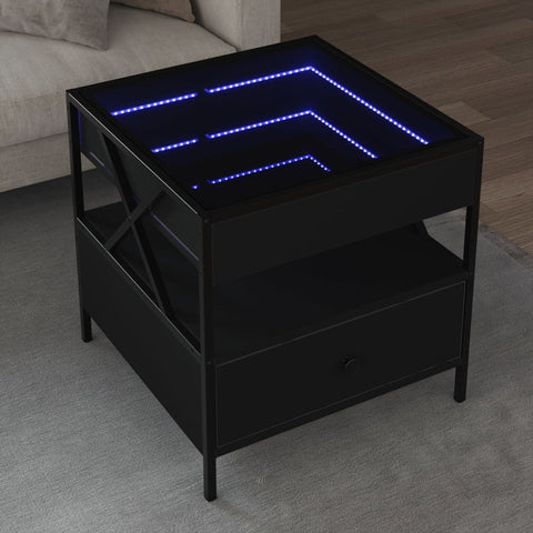 vidaXL Couchtisch mit Infinity-LED Schwarz 50x50x51 cm