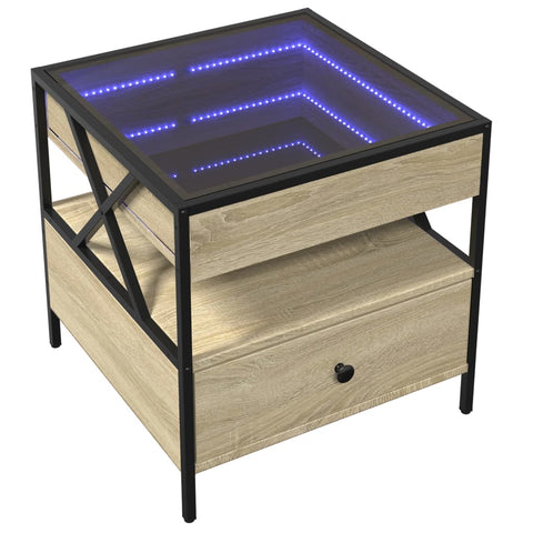 vidaXL Couchtisch mit Infinity-LED Sonoma-Eiche 50x50x51 cm