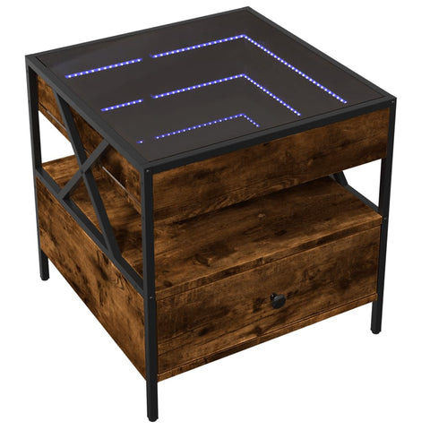 vidaXL Couchtisch mit Infinity-LED Räuchereiche 50x50x51 cm