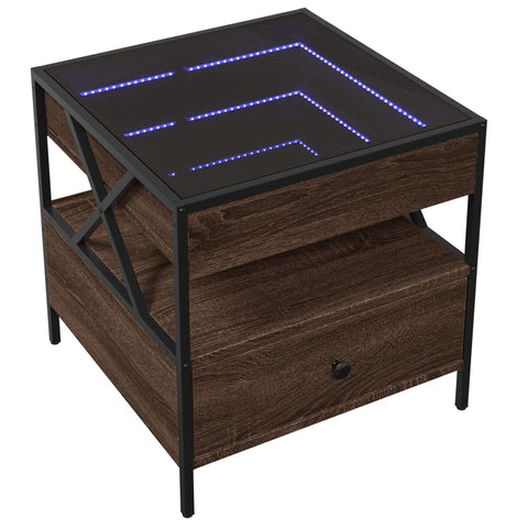 vidaXL Couchtisch mit Infinity-LED Braun Eichen-Optik 50x50x51 cm