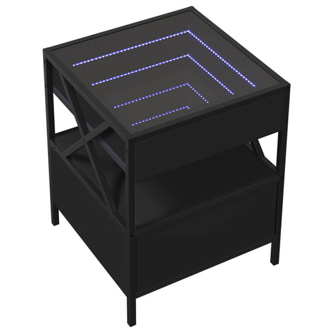 vidaXL Couchtisch mit Infinity-LED Schwarz 40x40x51 cm