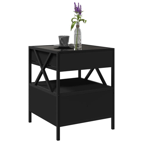 vidaXL Couchtisch mit Infinity-LED Schwarz 40x40x51 cm