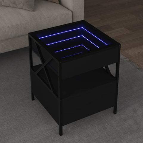 vidaXL Couchtisch mit Infinity-LED Schwarz 40x40x51 cm