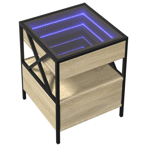 vidaXL Couchtisch mit Infinity-LED Sonoma-Eiche 40x40x51 cm