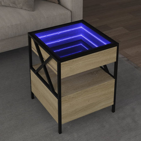 vidaXL Couchtisch mit Infinity-LED Sonoma-Eiche 40x40x51 cm