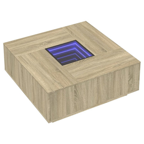 vidaXL Couchtisch mit Infinity-LED Sonoma-Eiche 100x100x40 cm