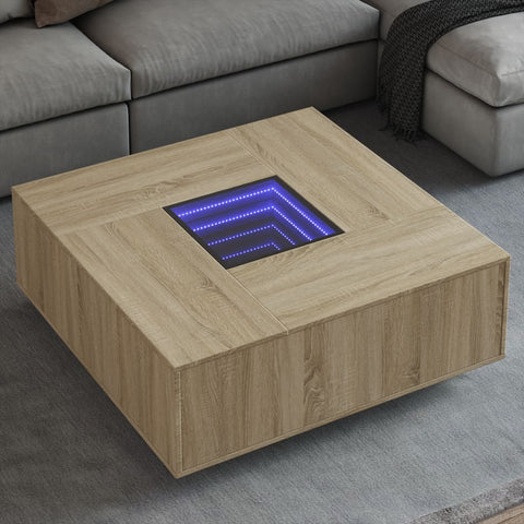 vidaXL Couchtisch mit Infinity-LED Sonoma-Eiche 100x100x40 cm