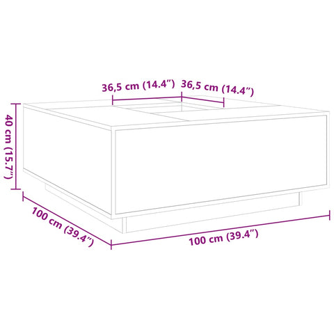 vidaXL Couchtisch Schwarz 100x100x40 cm Holzwerkstoff