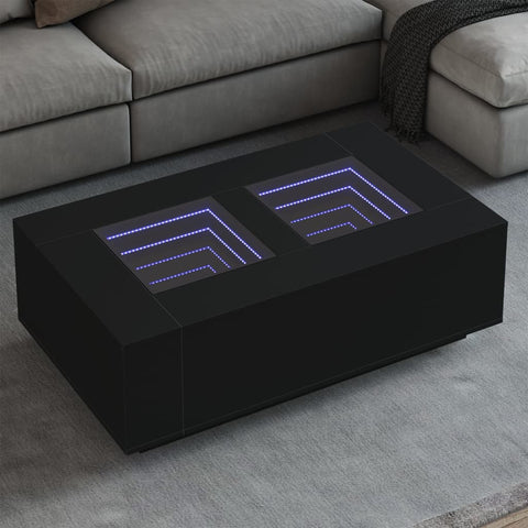 vidaXL Couchtisch mit Infinity-LED Schwarz 116x69x40 cm