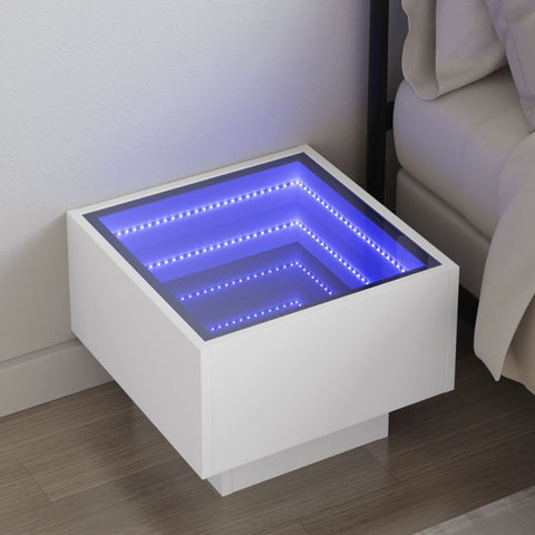 vidaXL Nachttisch mit Infinity-LED Weiß 40x40x30 cm