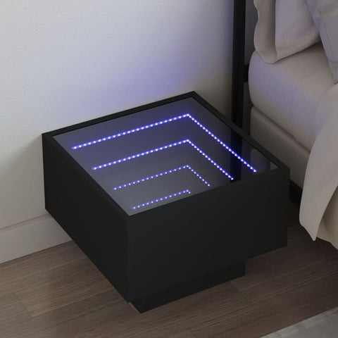 vidaXL Nachttisch mit Infinity-LED Schwarz 40x40x30 cm