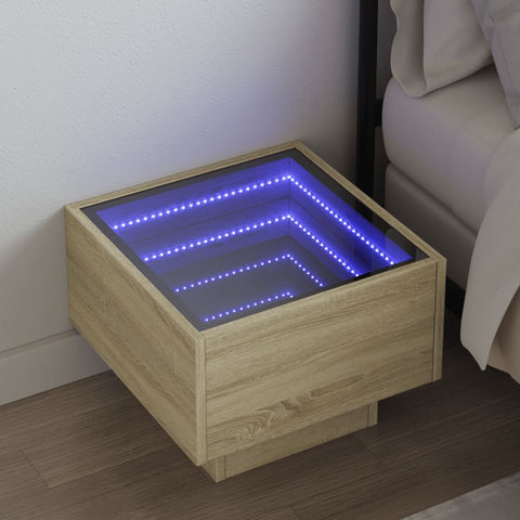 vidaXL Nachttisch mit Infinity-LED Sonoma-Eiche 40x40x30 cm